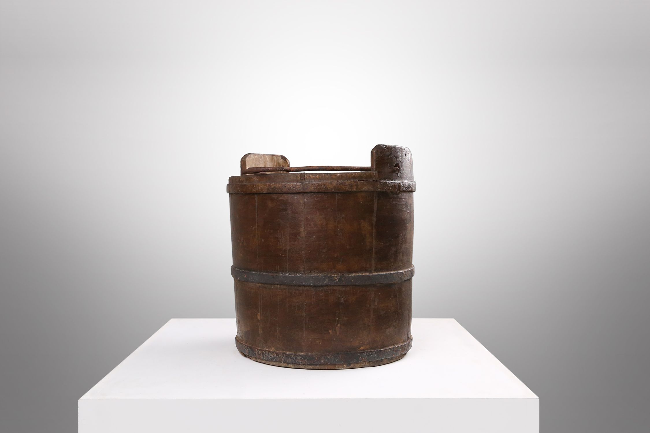 Wooden and wrought Iron water, grain bucket, circa 1860thumbnail